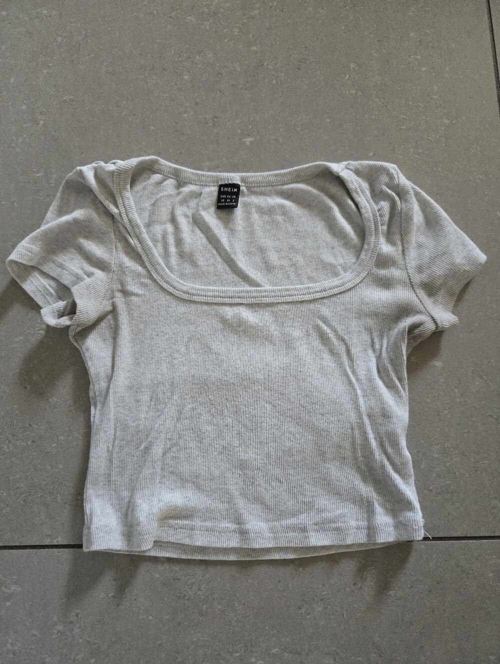 SHEIN Off-White Ribbed Square Neck Crop Top